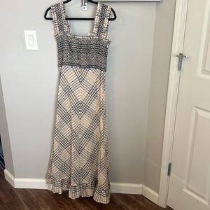 Gorgeous neutral seersucker Ganni maxi dress